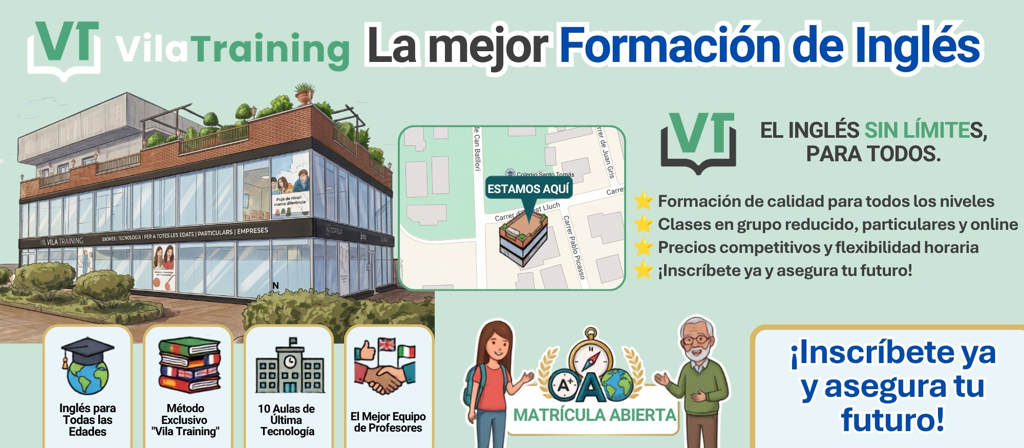 Academia: Vila Training: academia de inglés para todas las edades, con clases en grupos reducidos, particulares y online. Matrícula abierta.
