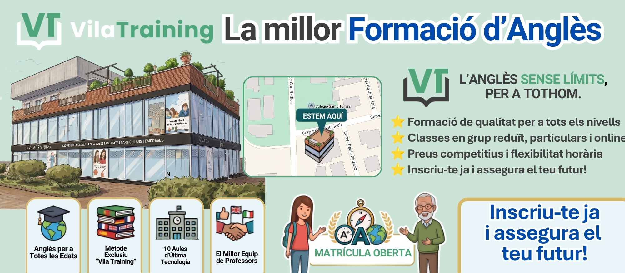 Vila Training: acadèmia d’anglès per a totes les edats, amb classes en grups reduïts, particulars i en línia. Matrícula oberta.