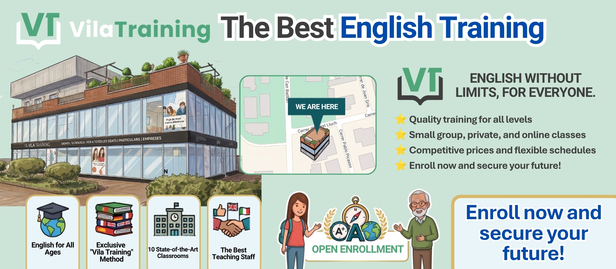 Vila Training: an English academy for all ages, offering small group, private and online classes. Enrolment open.